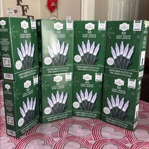 Holiday Time "Set of 8" 50-Count Cool White LED Mini Christmas String Lights